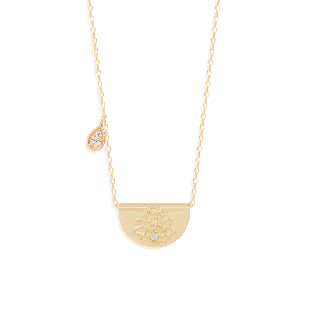 14k Lotus Birthstone Necklace_1